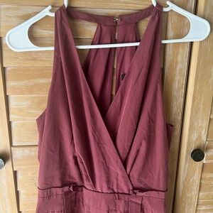 Express Sleeveless Wrap Jumpsuit in Rose Mauve